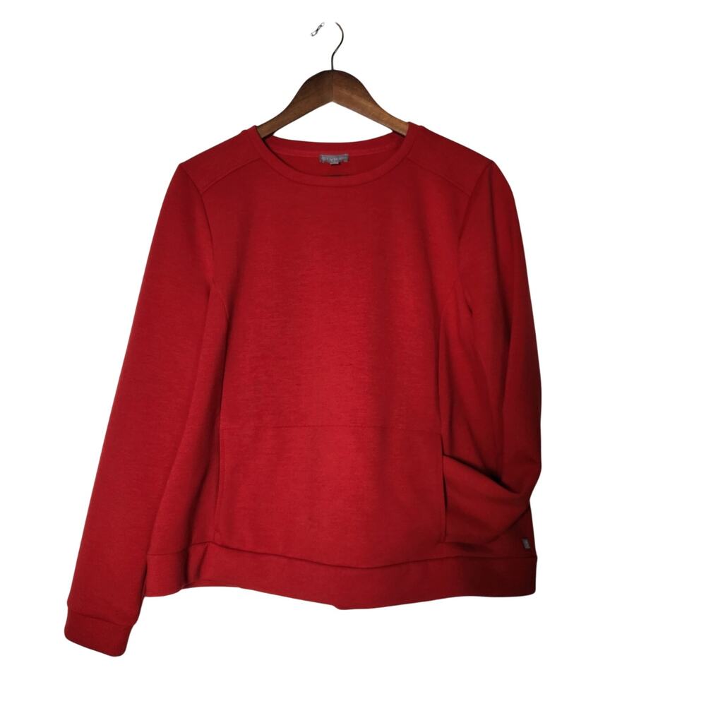T by Talbots Crewneck Pullover Sweatshirt Front Pocket Sz L‎ Red Casual Active